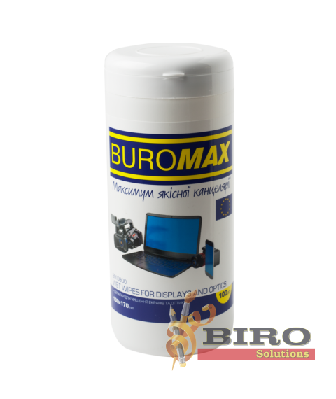 Șervețele umede pentru ecran, monitor si optică, BUROMAX, 100buc, tub plastic